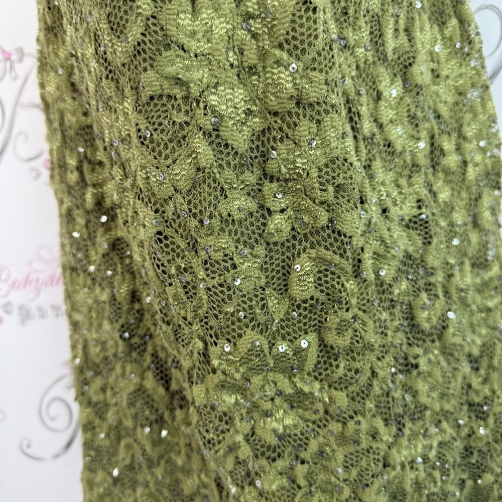 La chateau strapless top Olive Green shirt sequin Lace Cowl Neck Tank Top - Picture 6 of 11